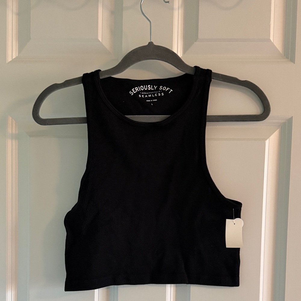 Aeropostale Black Ribbed Crop Tank Top
